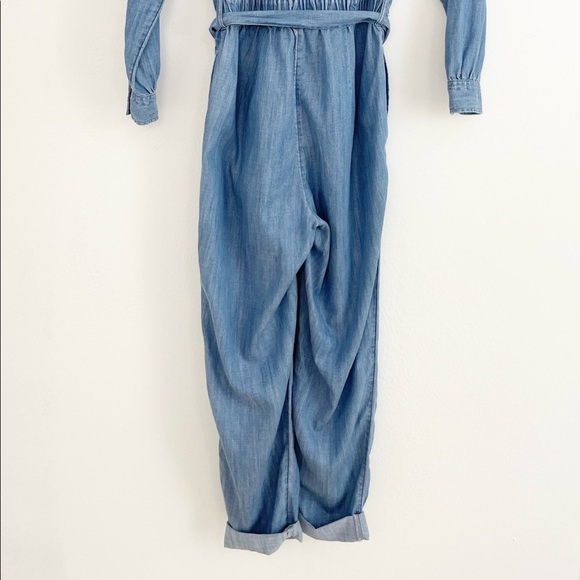 Gap Chambray V-Neck Tie Belt Jean Denim Jumpsuit Size 00 - Picture 9 of 15